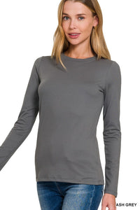 Everly Brushed Microfiber Long Sleeve Tee – Buttery Soft Crewneck Basic (S–3X)