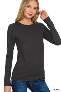 Everly Brushed Microfiber Long Sleeve Tee – Buttery Soft Crewneck Basic (S–3X)