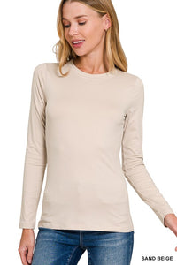 Everly Brushed Microfiber Long Sleeve Tee – Buttery Soft Crewneck Basic (S–3X)