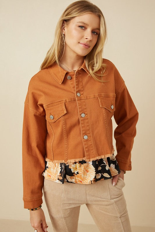 Penny Womens Brushed Stretch Twill Cropped Jacket: Rust