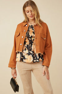 Penny Womens Brushed Stretch Twill Cropped Jacket: Rust