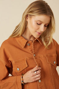 Penny Womens Brushed Stretch Twill Cropped Jacket: Rust