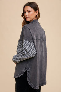 Vanessa Checkered Print Button Down Denim Shacket