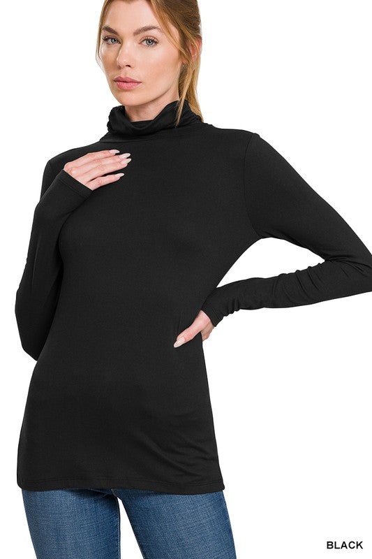 Beautifull Basics Butter Soft Long Sleeve Turtleneck: Black