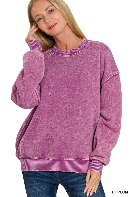 Soft and Cozy Acid Wash Fleece Pullover