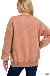 Soft and Cozy Acid Wash Fleece Pullover – Oversized Crewneck Sweatshirt (Ash Mocha, Rust, Forest, Ash Blue, Brown, Blue Grey) | S–3X