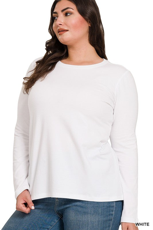 Basic Cotton Crew Long Sleeve Tee