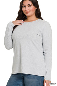 Basic Cotton Crew Long Sleeve Tee