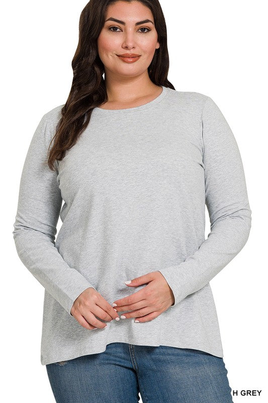 Basic Cotton Crew Long Sleeve Tee