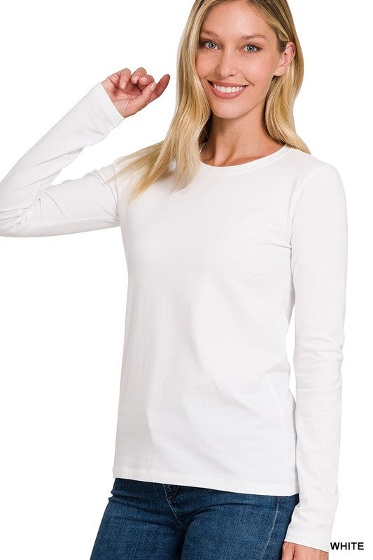 Basic Cotton Crew Long Sleeve Tee