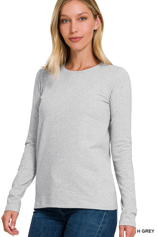 Basic Cotton Crew Long Sleeve Tee