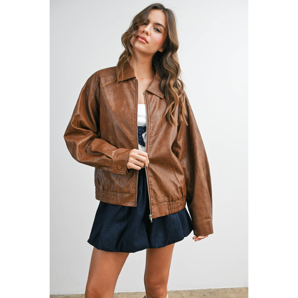 Copper Canyon Faux Leather Jacket: Camel