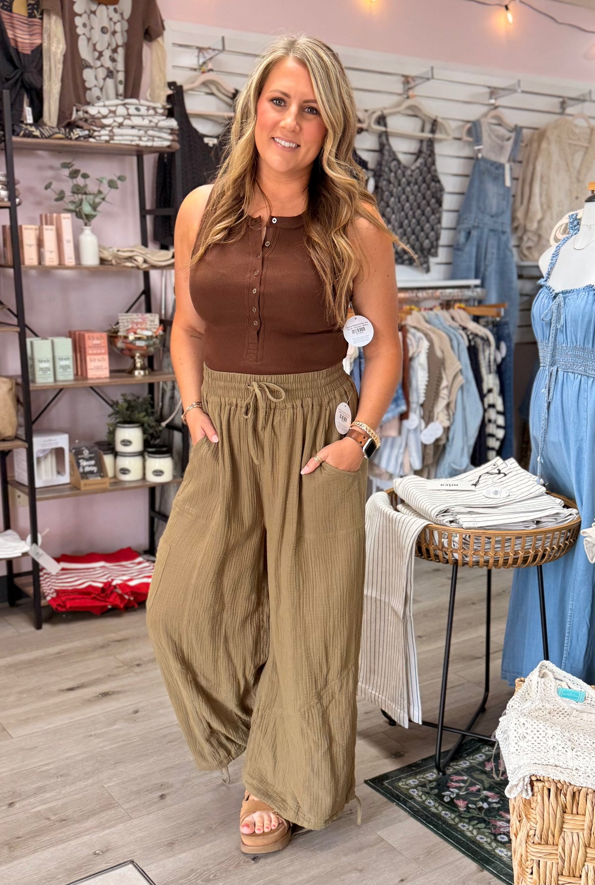 Cotton Gauze Harem Jogger Pants