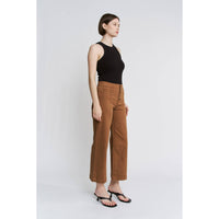 Mica Denim "Camden" High Rise Wide Crop Jeans – Camel Brown