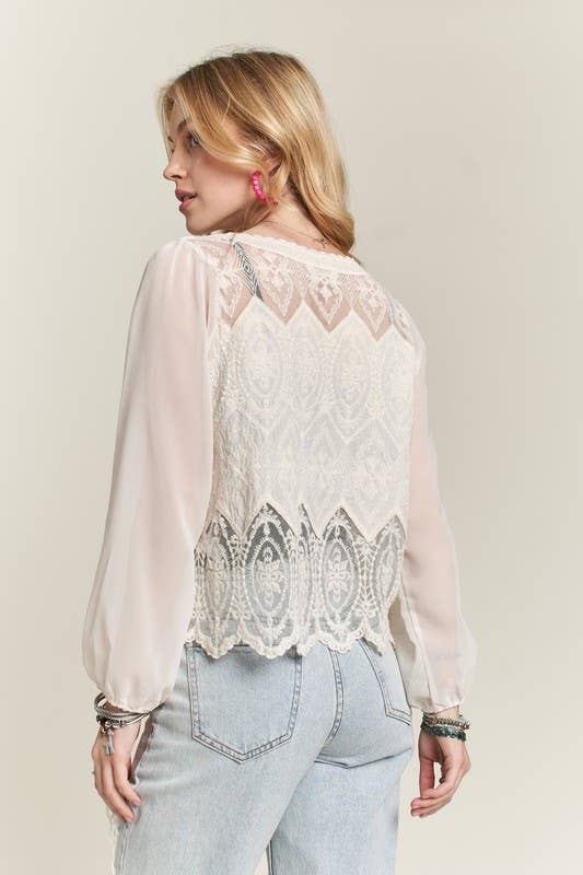 Charlotte Lace Blouse: Beige