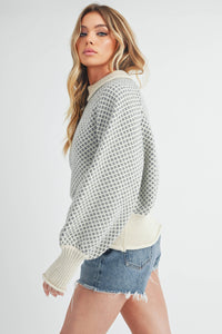 Mira Cozy Mock Neck Oversized Sweater: White – Chunky Knit Raglan Pullover