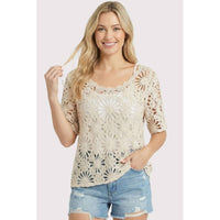 The Delilah Crochet Floral Top: Natural