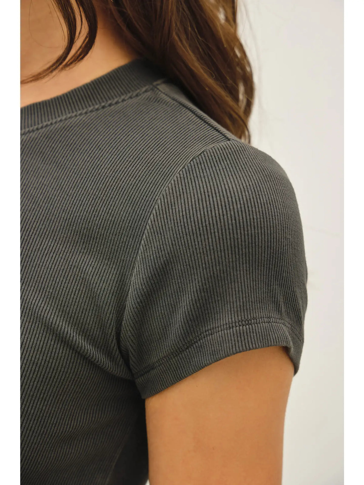 The Merrin Classic Ribbed Baby Tee – Fitted Crew Neck Essential T-Shirt for Women