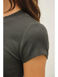 The Merrin Classic Ribbed Baby Tee – Fitted Crew Neck Essential T-Shirt for Women