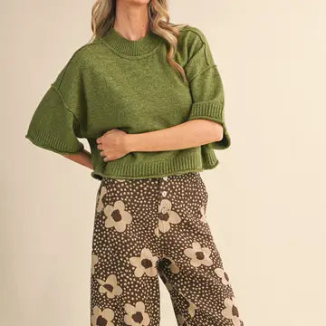 Autumn Oat Mock Neck Sweater Tee