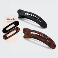 Kitsch Flat Lay Claw Clip 2pc Flat - Black & Tort