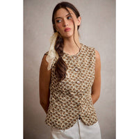 Heirloom Floral Button Vest: Cream/Multi