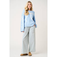 Maribel Striped Wide Leg Pants – Women’s Lightweight Drawstring Waist Casual Denim Pants