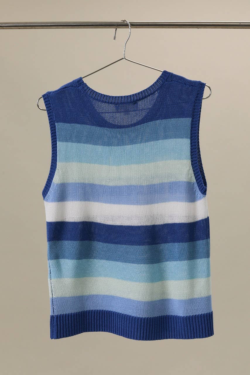 The Blue Skies Stripe Sweater Tank – Sleeveless Multi Stripe Knit Top