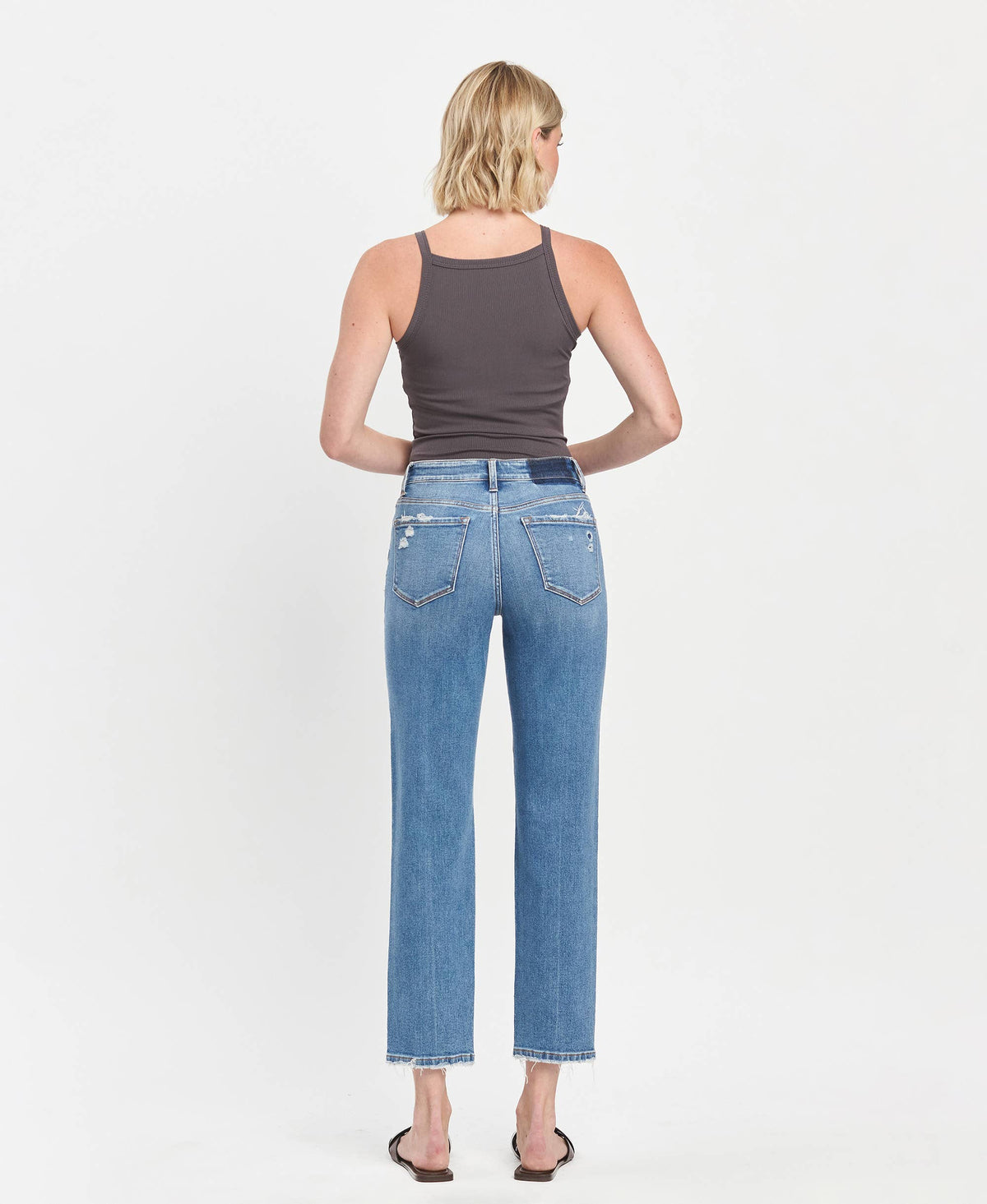 Oakley High Rise Tapered Straight Jeans – Vervet by Flying Monkey (Comfort Stretch, Light Distressing)