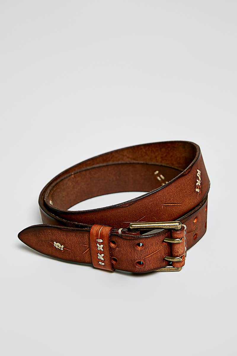 The Dakota Genuine Leather Double Buckle Belt