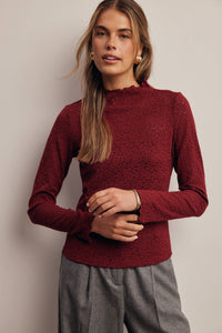 After Hours Lace Top: Burgundy