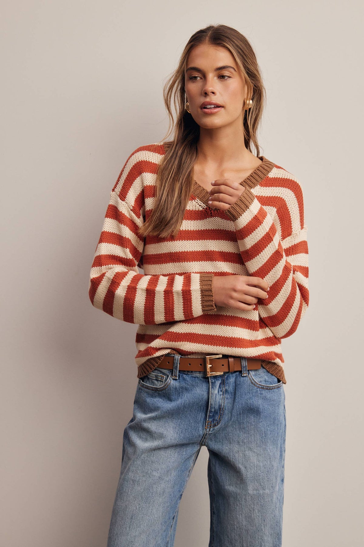 Better in Stripes Sweater: Rust