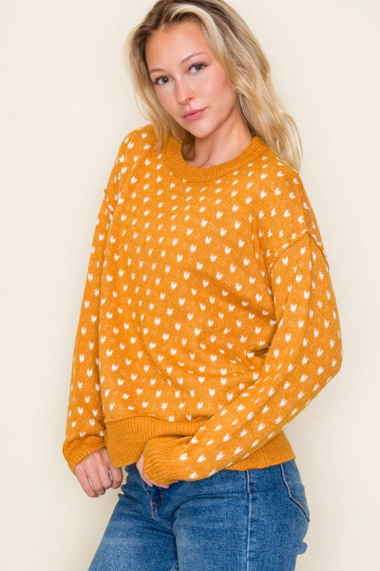 The Hattie Heart Knit Sweater – Golden Mustard