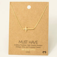 The Haven Sideways Cross Necklace – Gold or Silver 18K Dipped Chain