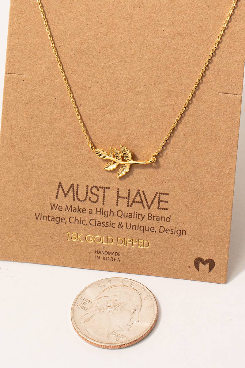 Willow Leaf Branch Pendant Necklace – Gold or Silver