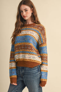 All the Right Colors Fair Isle Sweater: Toffee/Multi
