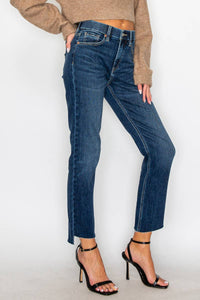 Sydney Tummy Control High Rise Straight Jean: Dark Wash