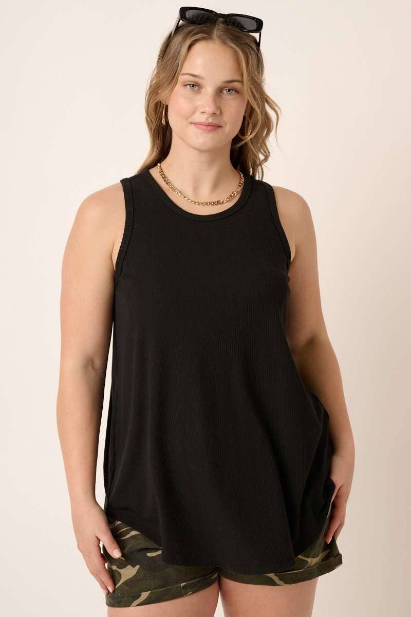 The Rylie Plus Ribbed Tank – Curved Hem Sleeveless Knit (XL-2X)