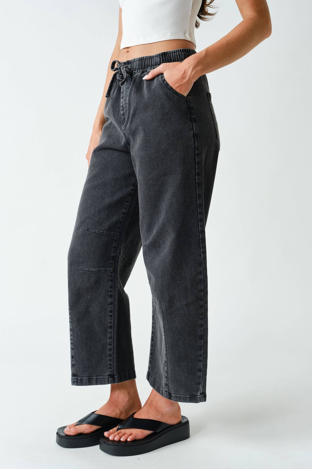 Off Duty Denim Pull-On Pants: Charcoal