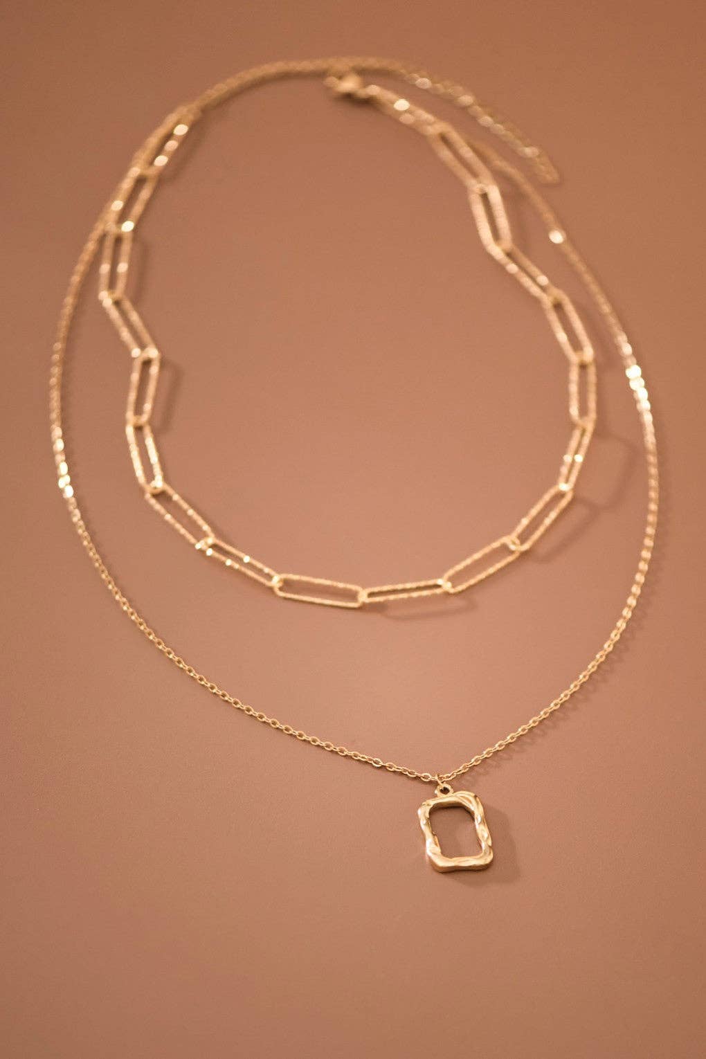 The Carrington Lock Layered Chain Necklace – 18K Gold Dipped Waterproof Stainless Steel Nec