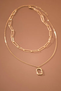 The Carrington Lock Layered Chain Necklace – 18K Gold Dipped Waterproof Stainless Steel Nec