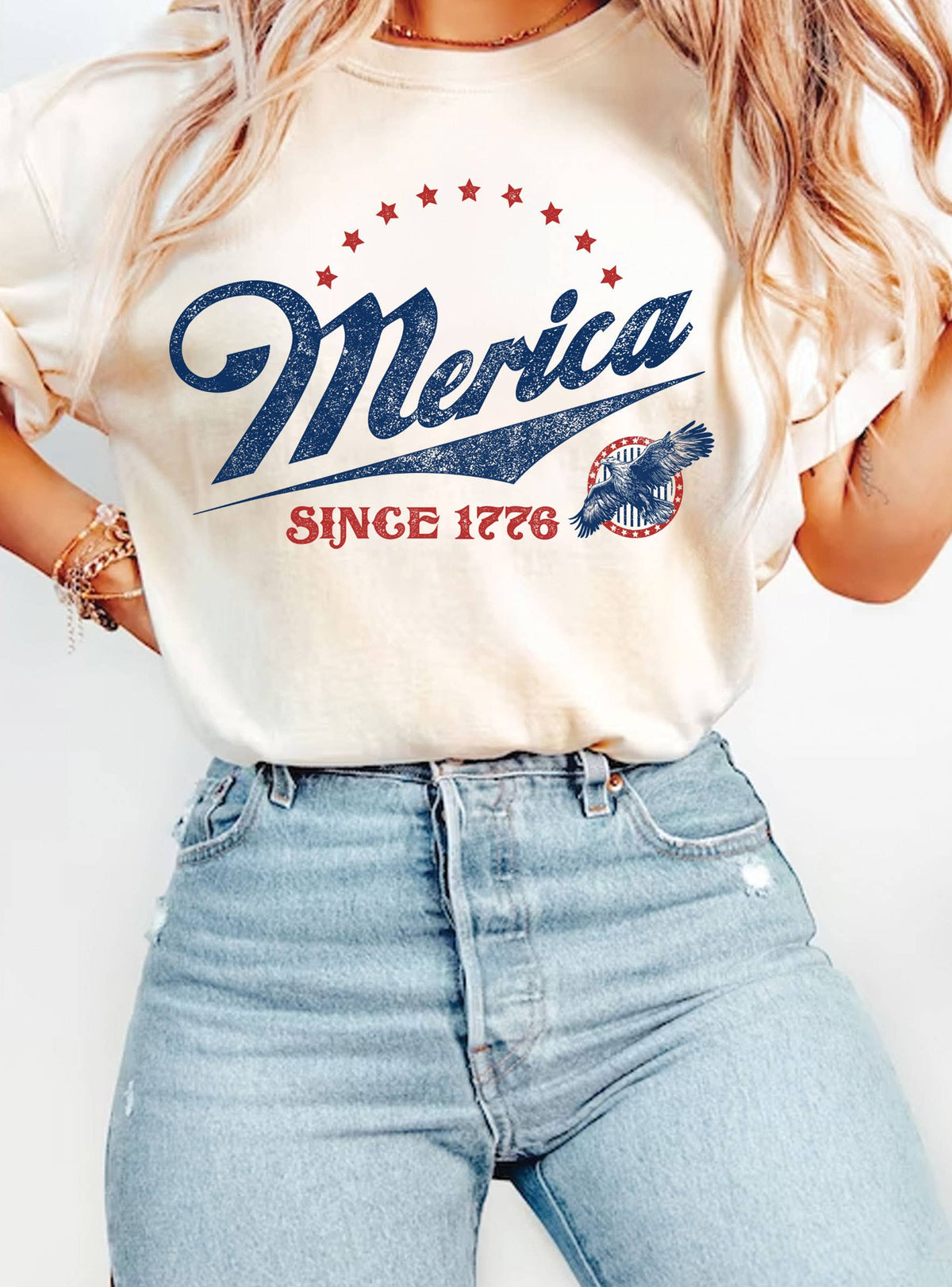 Merica 1776 Eagle Tee – Vintage-Inspired USA Graphic T-Shirt