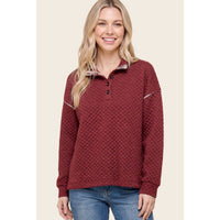 Plaid About It Quilted Pullover: Burgundy