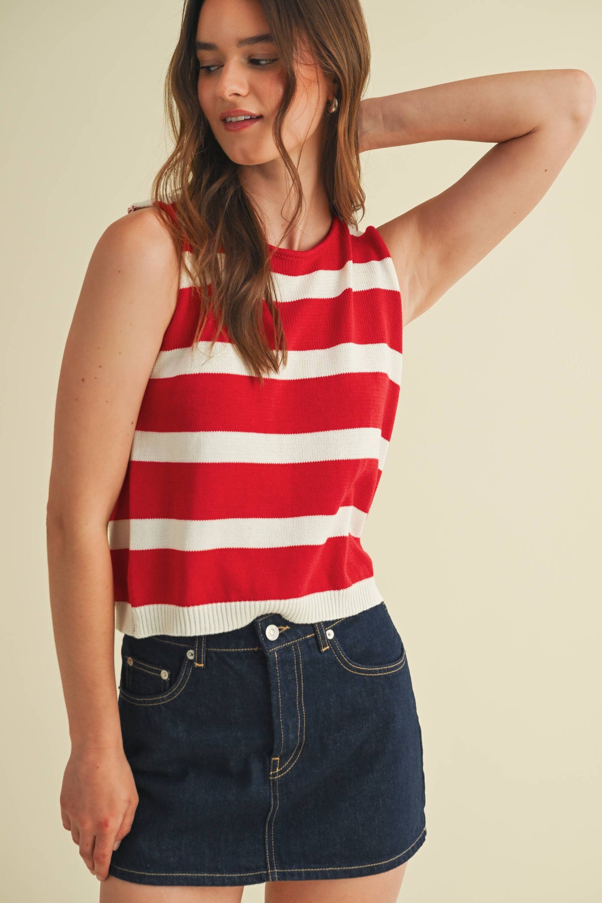 The Liberty Stripe Sweater Vest: Red/White