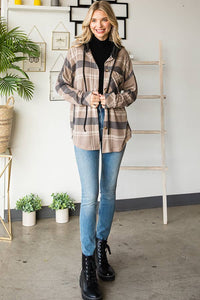 Sutton Plaid Hoodie Shacket – Soft Flannel Button Down with Hood