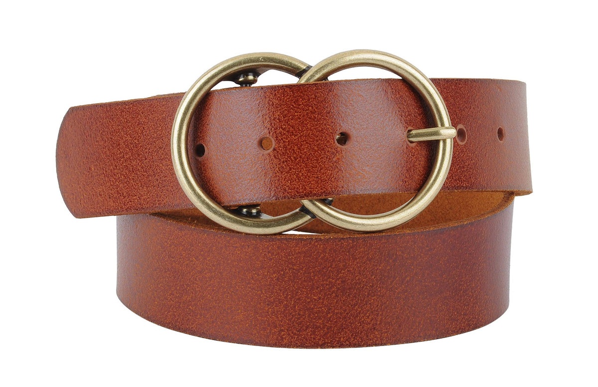 Laredo Wide Leather Belt – Western Double Circle Buckle