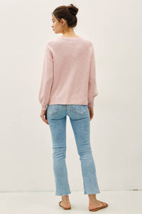 The Cambria Cotton Blend Knit Sweater: Peony Pink – Lightweight Raglan Crew Neck Pullover