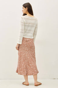 The Eliza Floral Midi Skirt: Mocha