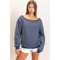 The Easy Does It Striped Sweatshirt: Navy
