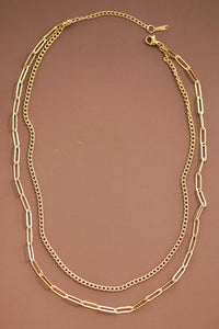 The Sterling Layered Paperclip Chain Necklace – 18K Gold Dipped Waterproof Stainless Steel Necklace